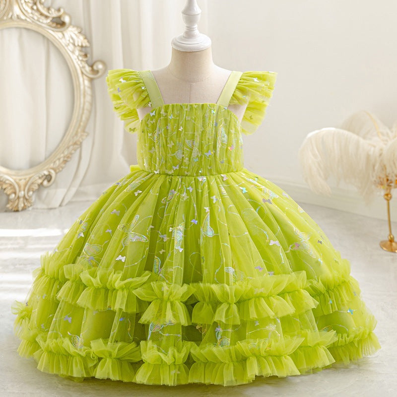 Children's birthday mesh skirt vest first birthday kids princess dress children's clothing baby wholesale dress dress summer style flower girl