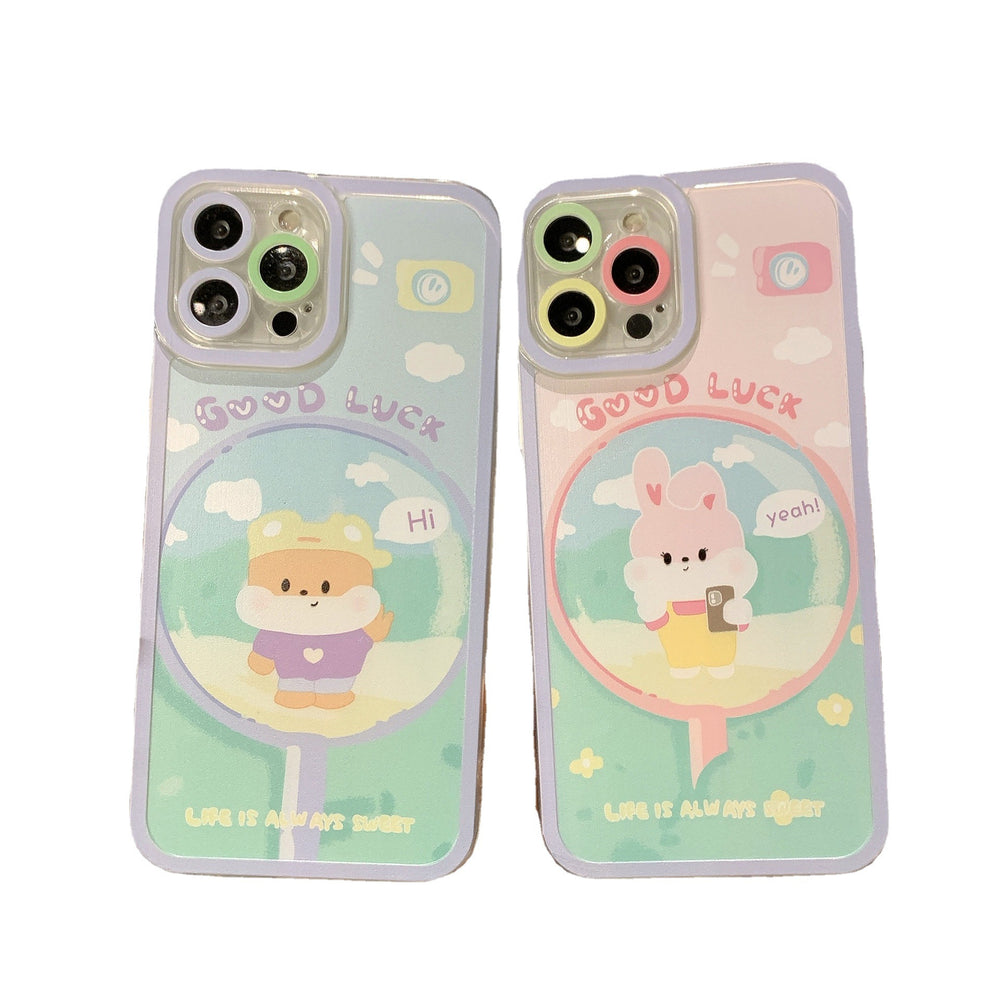 Angel eye phone case for apple 15 pro, full coverage drop-proof iphone 8 plus/xr cartoon text tpu case