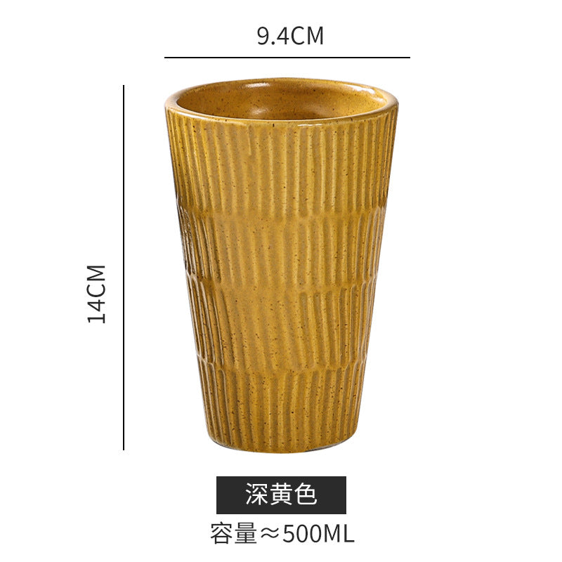 Ins creative bamboo pattern tall mug - large capacity milk & coffee cup for home, office, and large-sized drinking cup