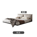 Genuine leather suspended bed accessible luxury modern double bed master bedroom classyelegant 1.8m wabi-sabi style upholstered leather bed personalized