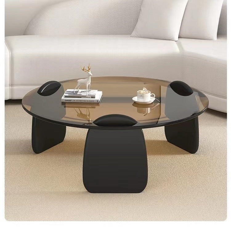 Tempered glass coffee table living room home round combination nordic popular style light luxury italian minimalist tea table small apartment