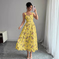 autumn european and american  cross-border e-commerce new solid color sleeveless square neck printed backless slit dress