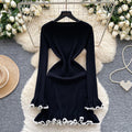 Premium inner layer autumn/winter sweater dress -  new sexy slimming ruffle long sleeve knitted dress