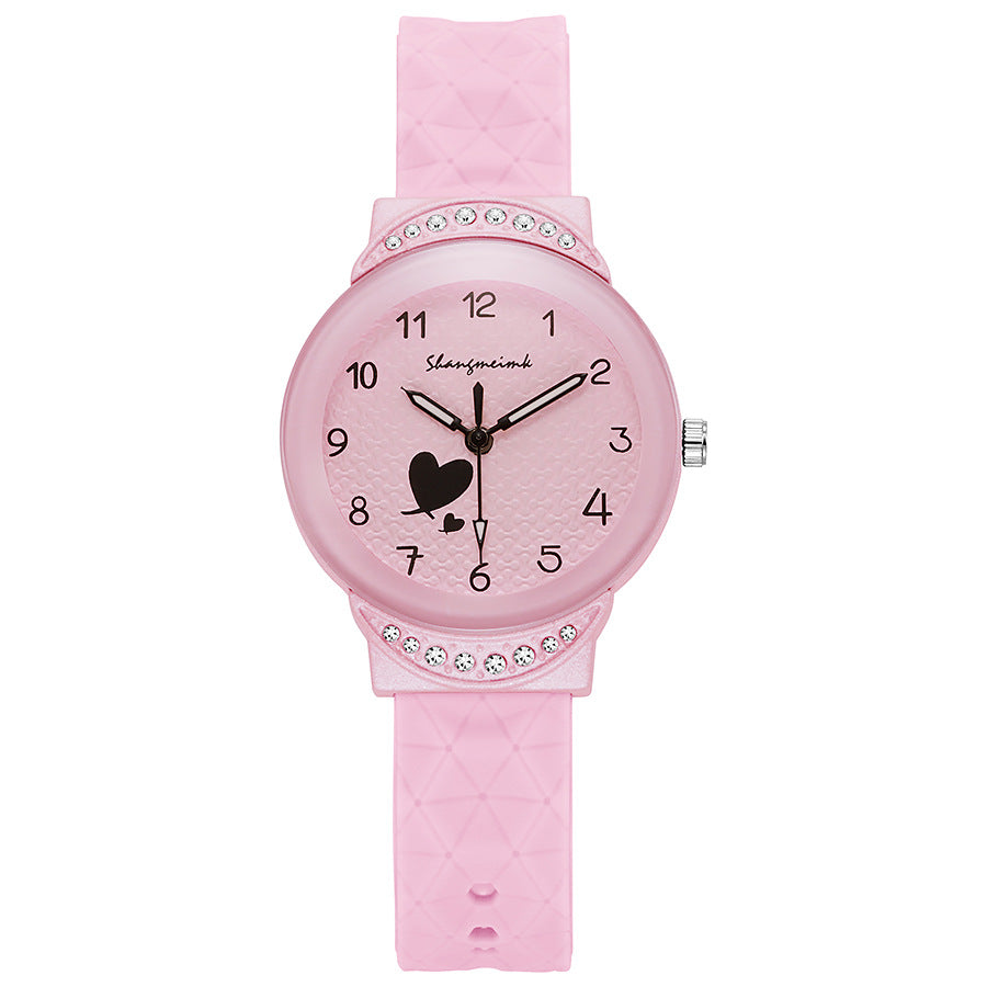 Ins candy color student watch with diamond small watch for girls, middle school student, high school student, girl quartz watch