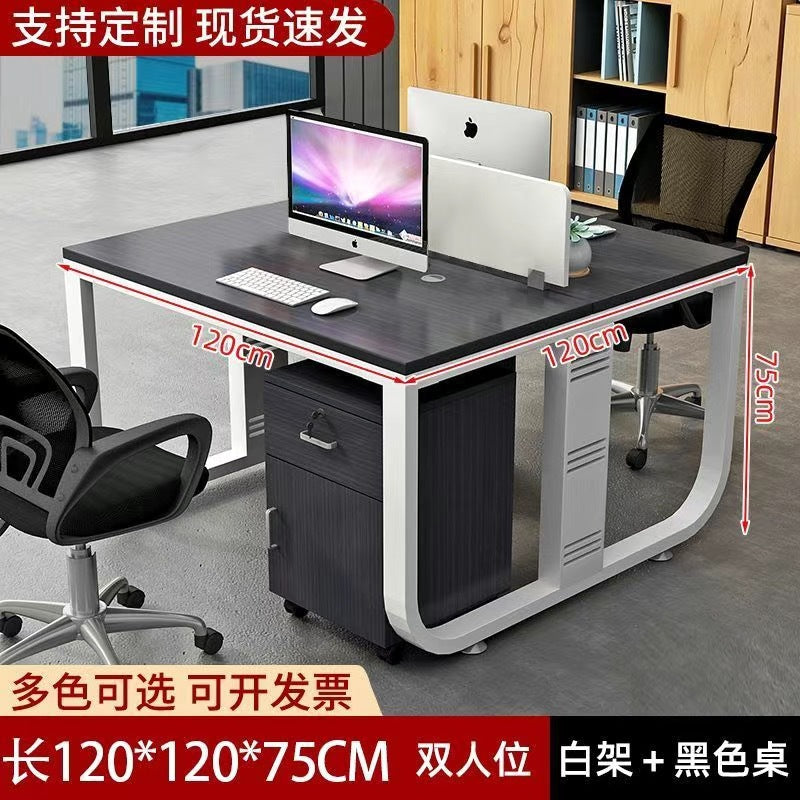 Modern minimalist desk set - 4/6 workstation with partition, staff card seat, office desk and chair combination