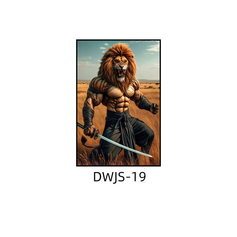 Gym decorative painting industrial style boxing hall hanging painting taekwondo martial arts hall fighting creative animal cartoon mural