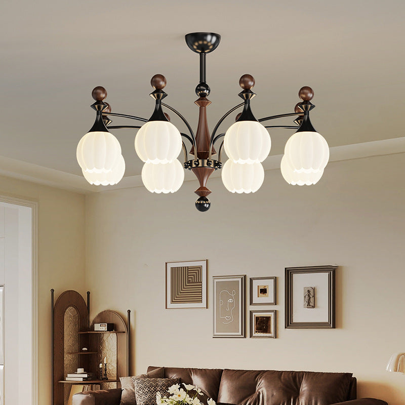 French medieval style living room chandelier modern simplicity high-end hall main lighting 2025 new walnut lamps