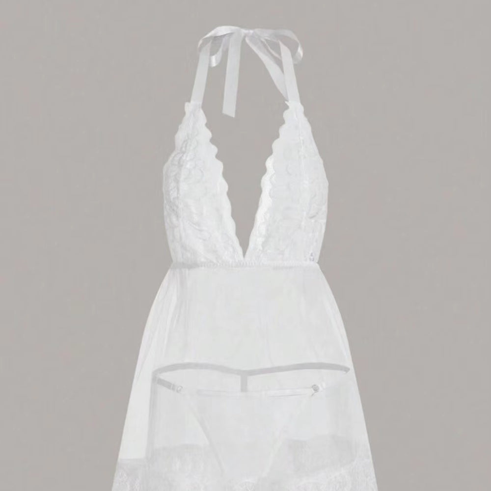 european and american southeast asian sexy see-through mesh lace lingerie see-through halter suspender skirt 3319