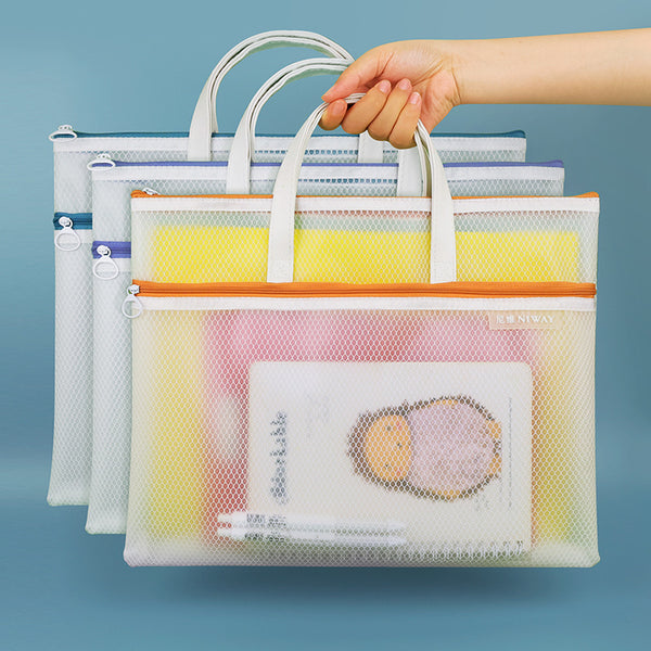Simple waterproof transparent file bag, double-layer large-capacity portable subject classification bag, tutoring bag, test paper, work bag