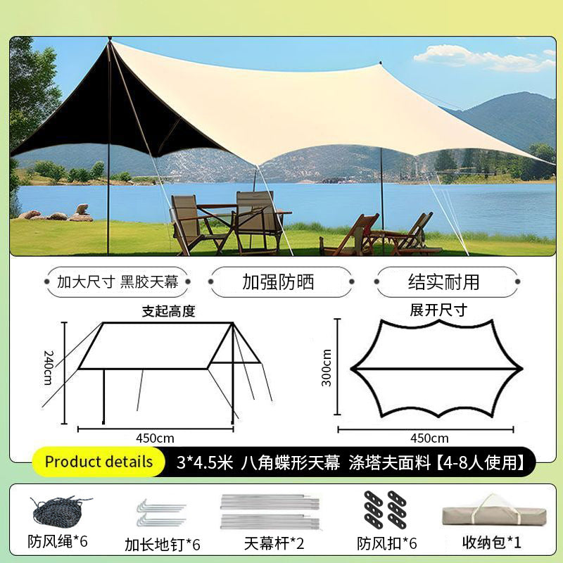Outdoor canopy vinyl thickened and enlarged octagonal camping style tent picnic camp rainproof and sunproof portable awning
