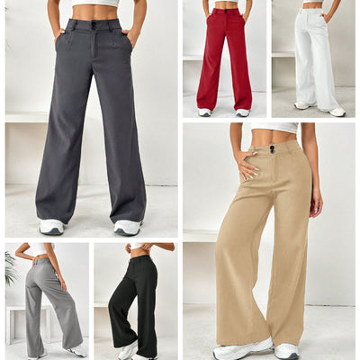 In stock-72956# cross-border foreign trade women's clothing european and american ins pure color summer loose slimming look straight pants