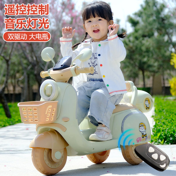 Children's electric car tricycle boy and girl baby child can sit charging double remote control toy car