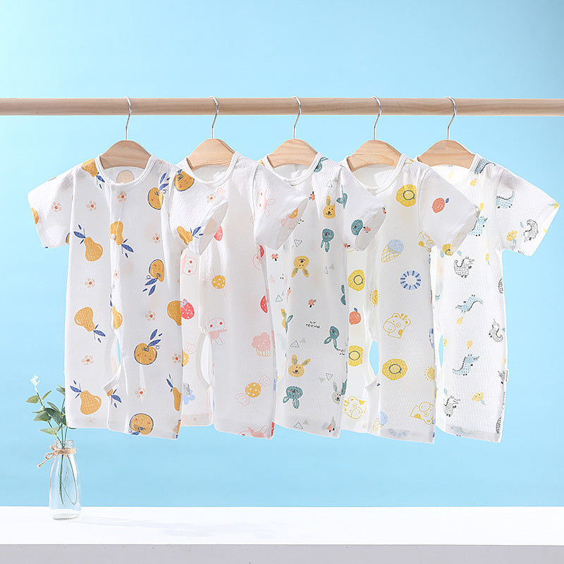 Baby short-sleeve romper with open crotch - summer outfit for infants and toddlers - class a pure cotton thin summer clothes - baby onesie for summer