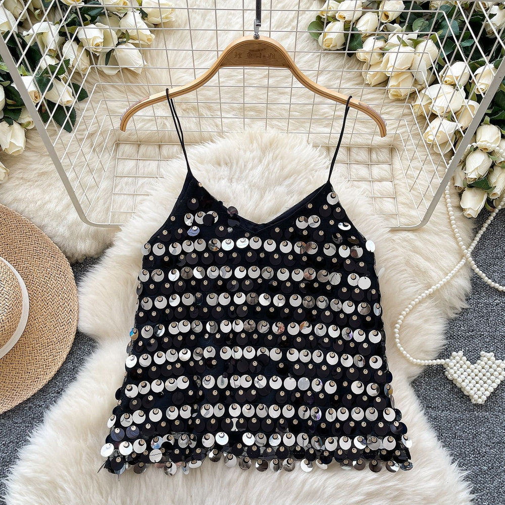 Nightclub sexy performance tops pure desire easiest for matchoutwear camisole sequin sparkling v neck hot girl tube top shirt