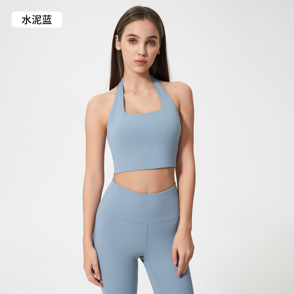 European and american new sexy halter strapless sports bra with beautiful back design - women's fashion ruched sports bra dt146