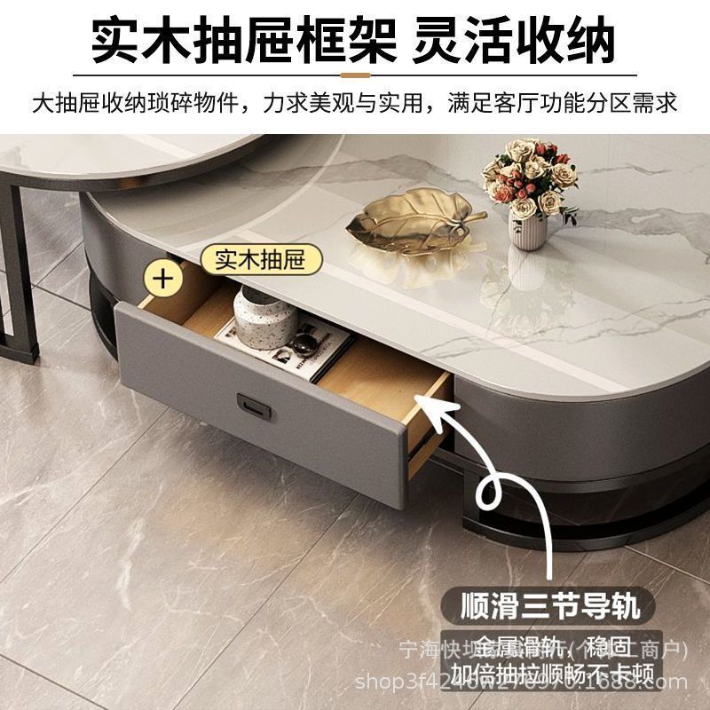 Coffee table living room for homeaccessible luxury oval modern casual type popular glass small tea table slate small apartment accessible luxury