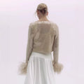 2025 new arrival: slim-fit long sleeve outfit - european & american style, rhinestone embellished, ultra-sparkly nightclub fashion, sexy feather top
