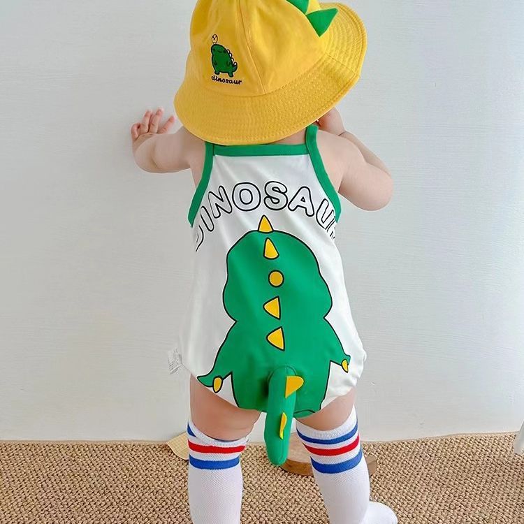 New arrival summer baby k-style one-piece clothes baby cartoon sleeveless romper boy casual suspender jacket