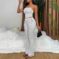 Amazon cross-border summer set: striped sexy cutout tie-up top and pants two-piece outfit