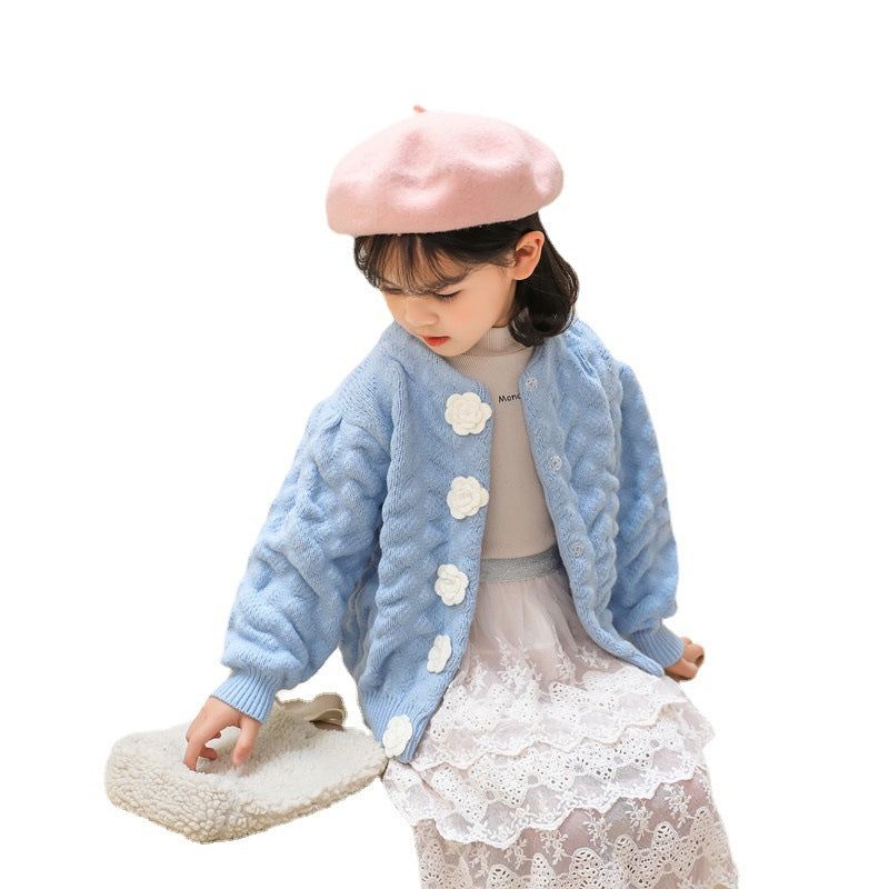 Girls' knit sweater cardigan -  collection - baby & toddler bubble sleeve knitwear