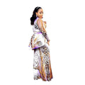 supply new arrivalcolorful leopard print printing round neck long sleeves printing dress long skirt big sale