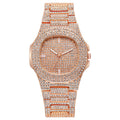 European and american hip-hop style fashion diamond watch for men and women, square large gold watch, trendy steel band quartz watch