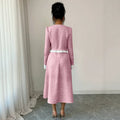 European and american cross-border  sakura pink chanel-inspired two-piece women's outfit: round neck a-line midi skirt with ruffle trim dress