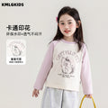 Factory wholesale  autumn new casual girl's sweet raglan sleeve patchwork t-shirt top for toddlers and young children