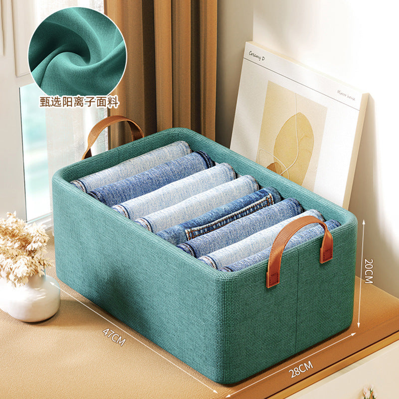 Cationic steel frame storage box Portable home fabric clothing storage basket Foldable wardrobe clothing storage box