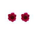 New rose red resin flower earrings - minimalist, sweet, elegant, and luxurious. versatile stud earrings for women - wholesale