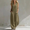 summer new arrivals: european & american style women's fashion - casual, loose-fit, solid color button-up jumpsuit
