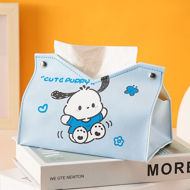 Cute cartoon naughty dog tissue box household car universal pumping paper box large capacity napkin paper box storage box