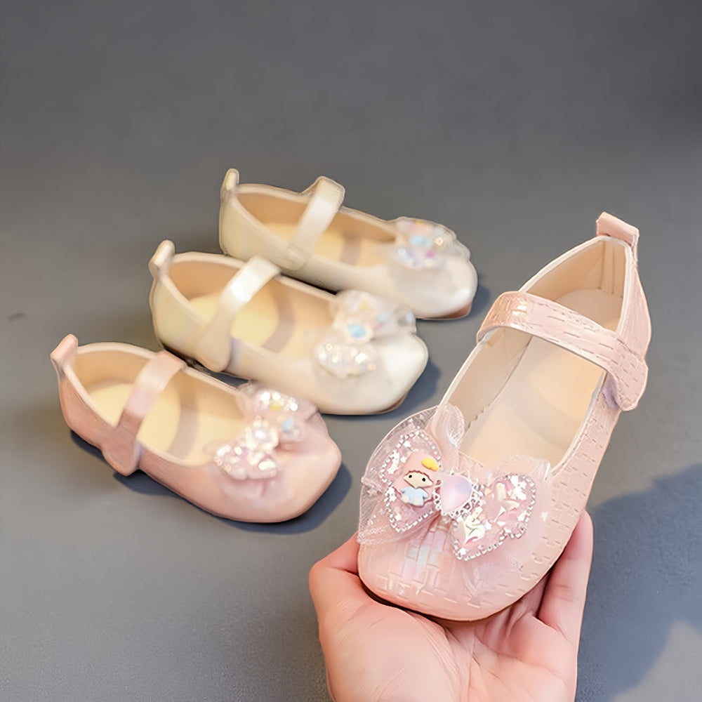 Preppy stylekidsflats square toe springnew arrivalk-style big bowsgirl princess shoes children's leather shoes