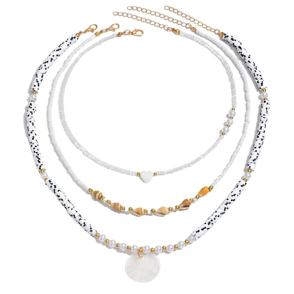 Wholesale seashell beaded necklaces - european & american style, cross-border e-commerce, sweater accessories for women, layered necklaces, unique heart & pearl clavicle chains