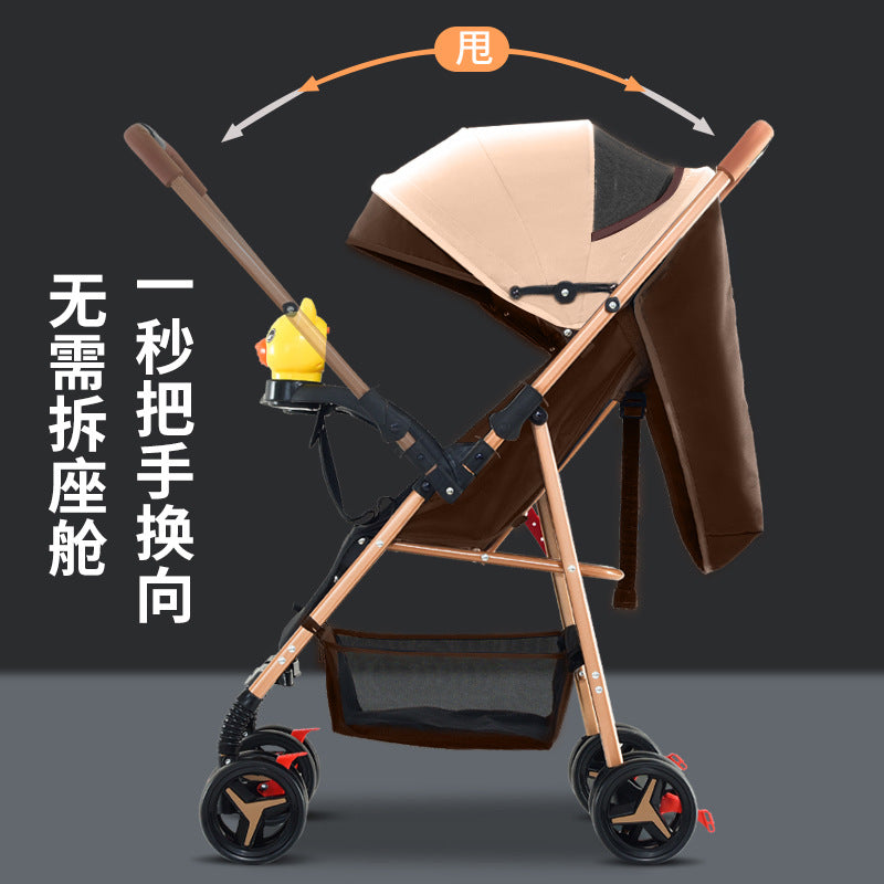 Baby stroller - lightweight, foldable, reclining, two-way, four-wheel pushchair - one-click fold - dropshipping available