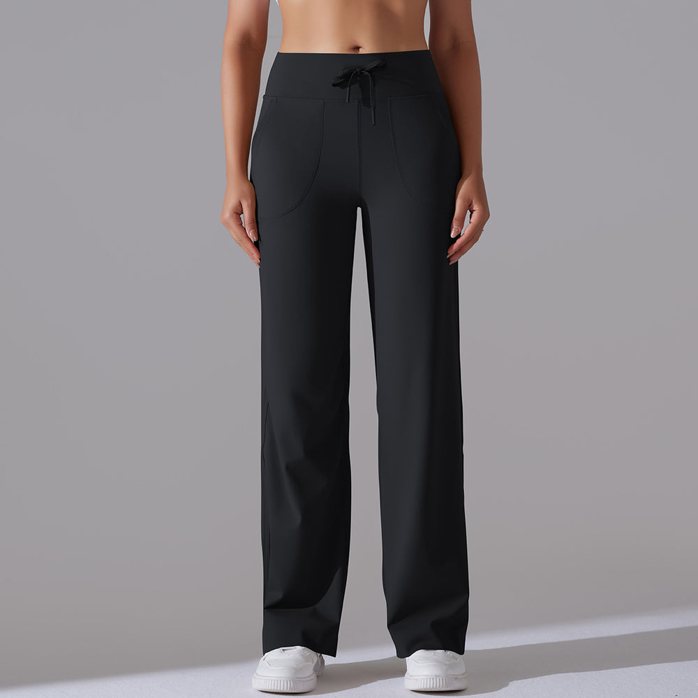 Naked new waistband drawstring loose pants high waist body shaping yoga clothes large flap pocket pants on both sides sports wear fitness pants