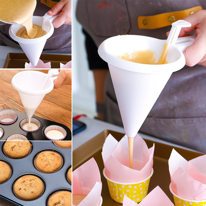 Handheld cake batter separator cream chocolate spout funnel measuring cup baking tool