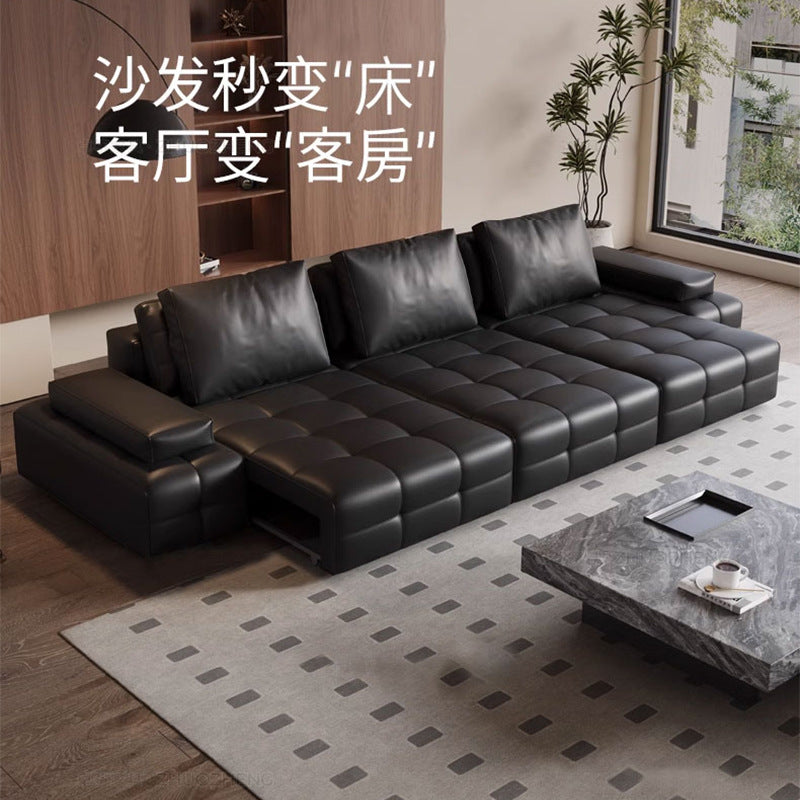Lawrence genuine leather electric reclining sofa - smart remote control, high-end designer living room, home function sofa bed