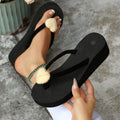 Women's character sandals & slippers - korean style faux suede heart rhinestone mid-heel everyday casual beach platform wedge sandals