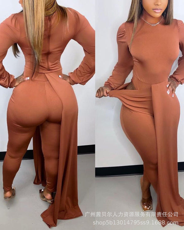 Spot  2022 European and American new tight elastic high-waisted pants set