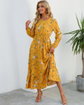 Shopee tk floral dress women's french round neck waist long light mature classysense slimming look cross-border early spring style