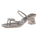 Women's summer rhinestone bottom non-thick heel skirt outwear with butterfly fairy tired feet sandals wind soft clip toe beach shoes