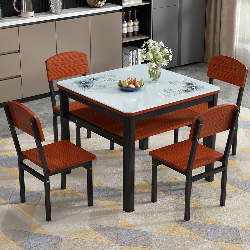 Square tempered glass dining table and chair set - modern minimalist design for small spaces
