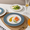 Nordicins striped edge ceramic plate dinner plate western food flat plate for home vegetable plate hotel restaurant dessert plate