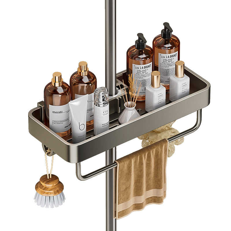 Shower rack No punching toilet Shower rod Bathroom tray Household shower room Storage basket hanger