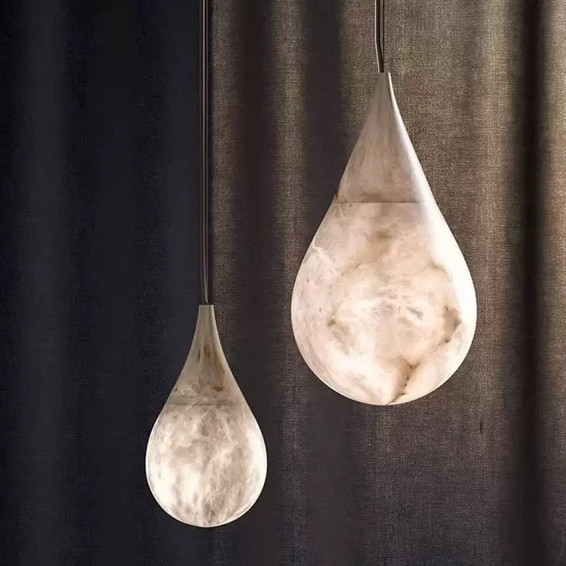 Spanish natural marble teardrop bedside pendant light - designer new minimalist artistic restaurant bar lamp