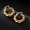 European and american style new twist rope circle minimalist titanium steel 18k gold plated niche geometric earrings for women wholesale