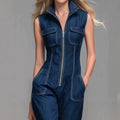 Amazon's new export fashion silm shows body shape fashiontrendy sense denim jumpsuit straight-legpants tight waist