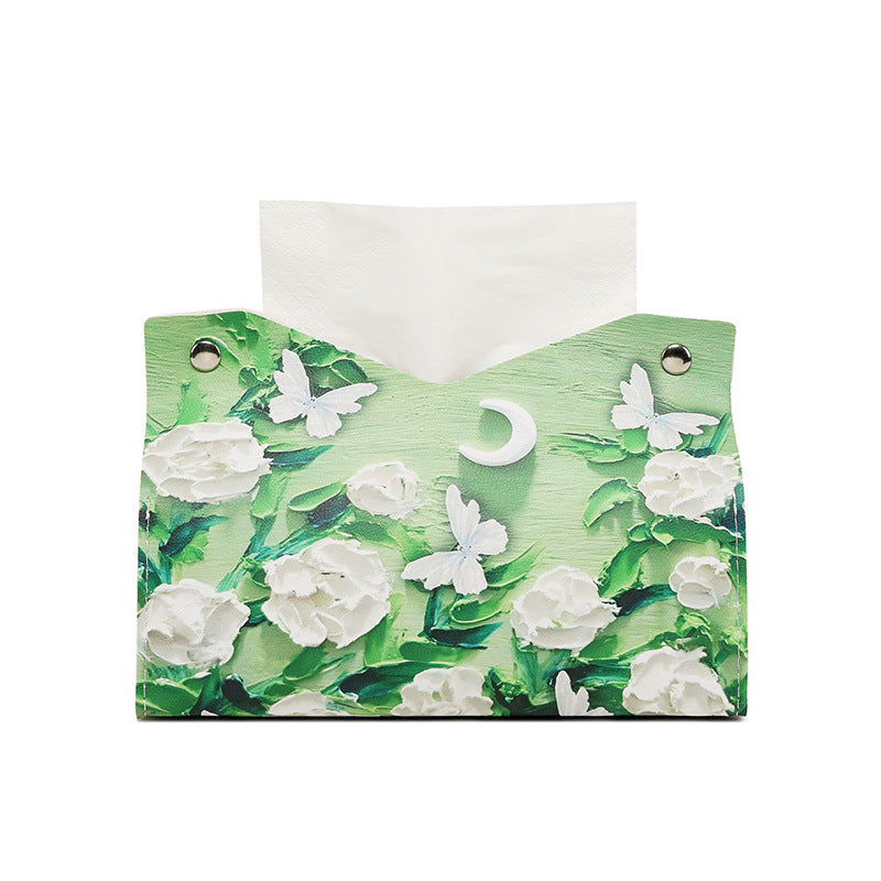 Oil painting light luxury paper towel box living room storage paper box toilet restaurant high value Internet celebrity same paper box