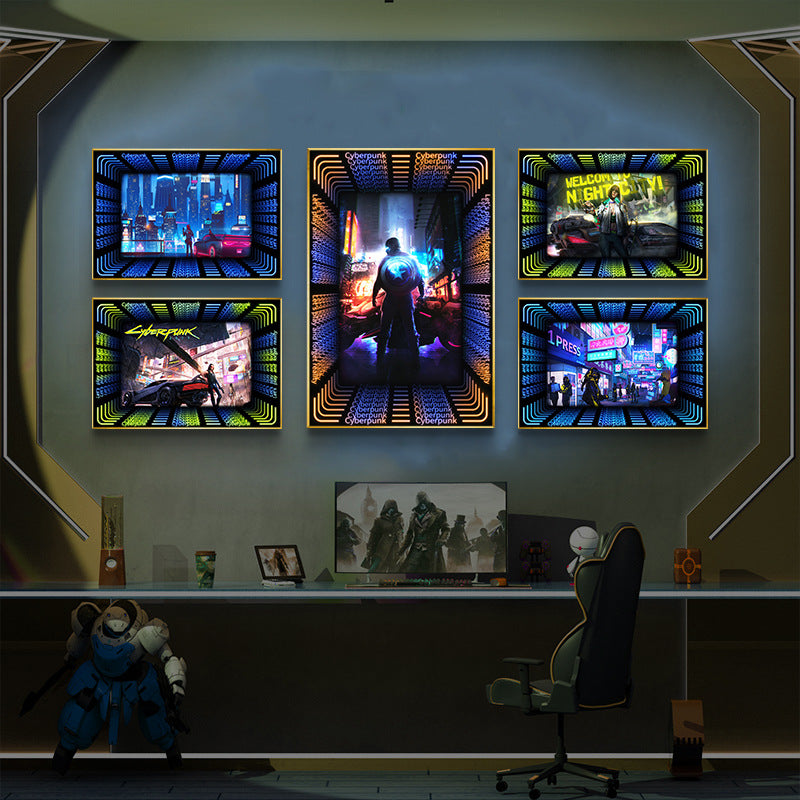 KTV box, private room, luminous hanging paintings, bar, pub, wall decoration painting, e-sports room, cyberpunk style mural